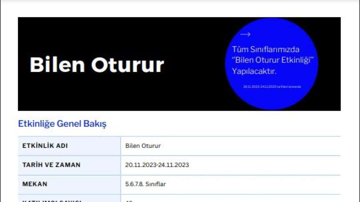 BİLEN OTURUR ETKİNLİĞİ